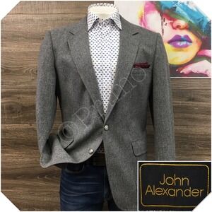 VINTAGE Mens Tweed Blazer Sport Coat Casual Jacket 42R Classic Wool Suit